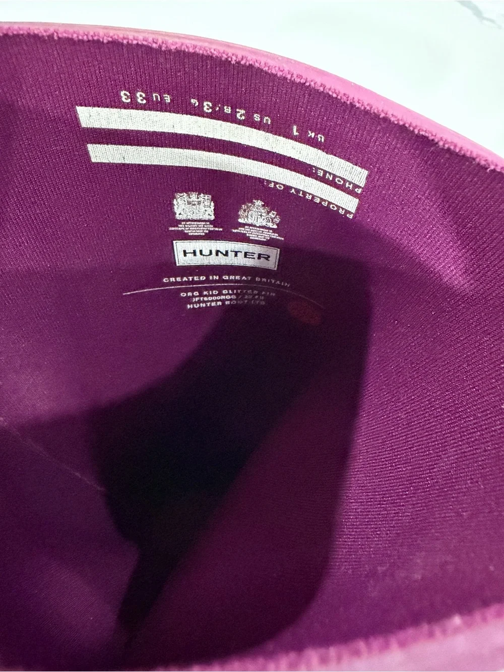 Hunter Kids Original Big Girls Giant Glitter Rain Boots Maroon Purple Size 3Y
